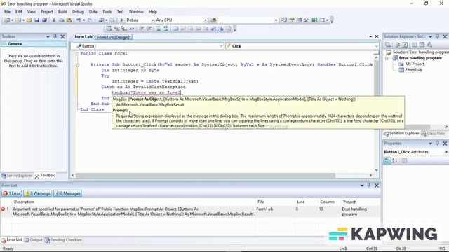 Error handling in VB.net using windows form application смотреть онлайн