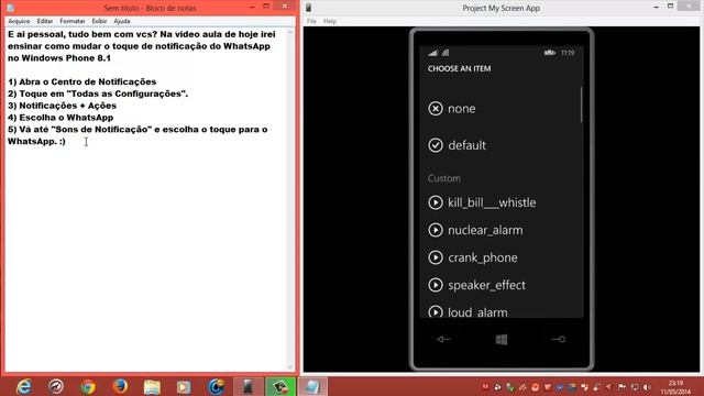 Como Trocar o Som De Notificação do WhatsApp no Windows Phone смотреть онлайн