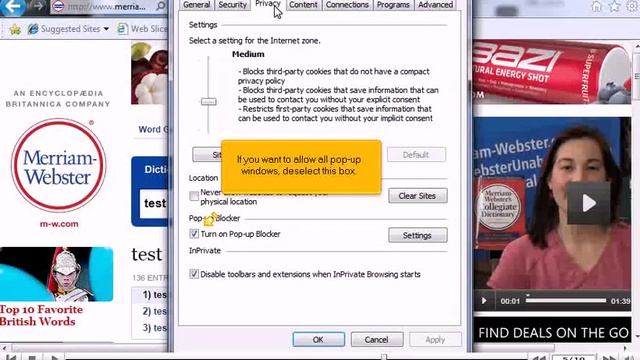 How to control the pop-up blocker in Internet Explorer смотреть онлайн