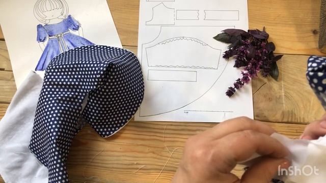 Пошив кукольного платья в горошек. В подарок- выкройка для куколки ростом 32-34 см. смотреть онлайн