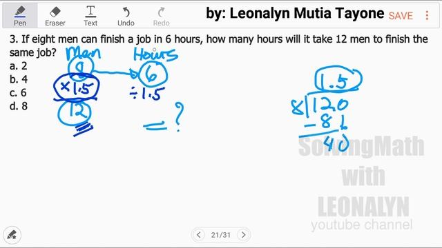 If 8 men can finish a job in 6 hours, how many hours will it take 12 men to finish the same job? смотреть онлайн
