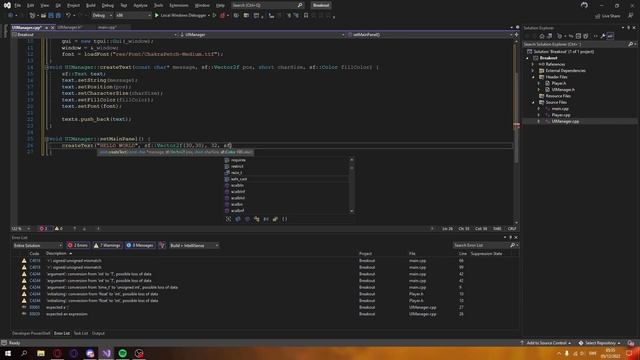 Breakout in SFML with C++. Part 4 UI Setup смотреть онлайн