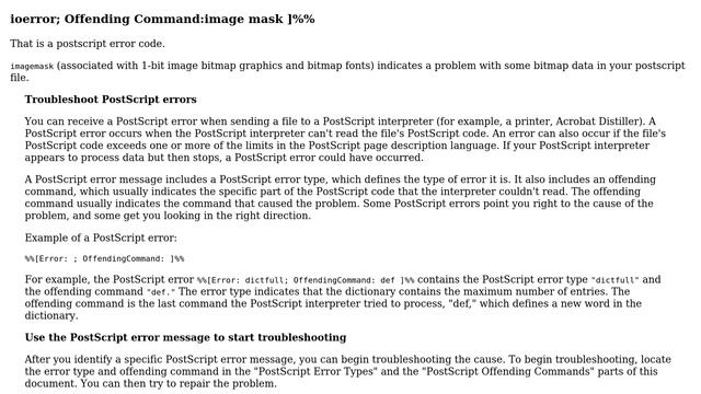 What does error code mean "ioerror; Offending Command:image mask ]%% смотреть онлайн