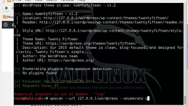 WPSCAN IN LOCALHOST смотреть онлайн