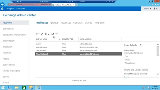 Create User Mailbox in Exchange Server 2013 From Exchange Admin Center смотреть онлайн