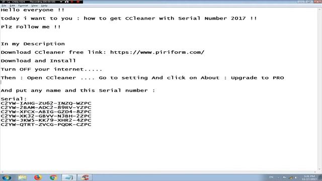 CCleaner Professional Serial Key 2017 WORKING 100% смотреть онлайн