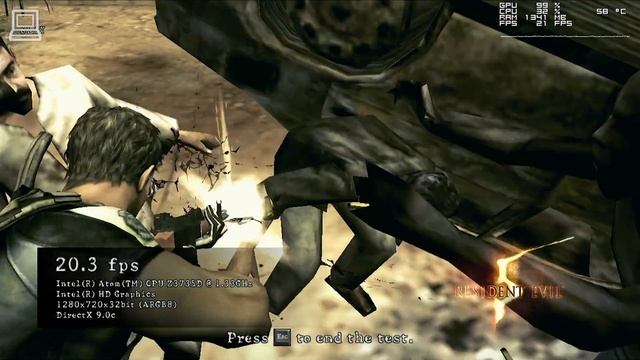 Resident Evil 5 Benchmark Intel Atom Z3735D + Intel HD Graphics (Windows 10 Tablet) смотреть онлайн