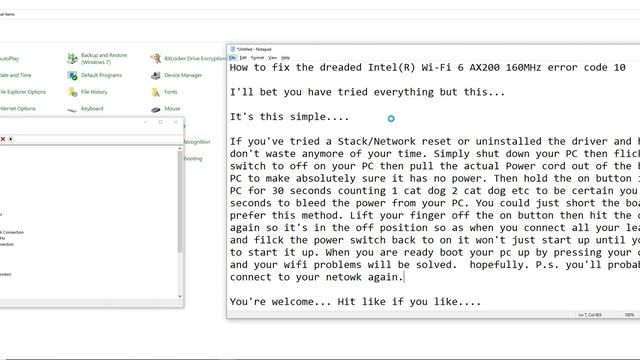 Fixed IntelR Wi Fi 6 AX200 160MHz error code 10 смотреть онлайн