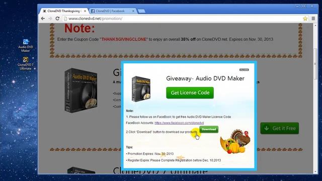 Thanksgiving Giveaway - CloneDVD Audio DVD Maker Giveaway смотреть онлайн