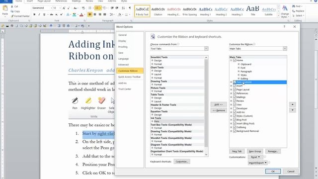 Add Ink Tools (Pens) to the Ribbon in Microsoft Word 2010 смотреть онлайн