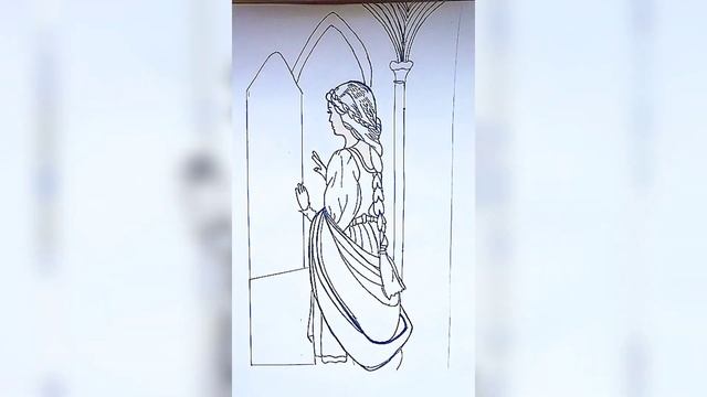 Drawing of a girl looking out the window смотреть онлайн