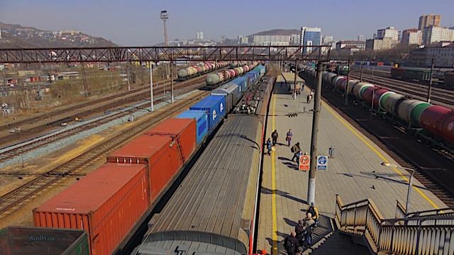 Railway. Commuter EMU Train ED9M-0234 / Пригородный электропоезд ЭД9М. Первая Речка