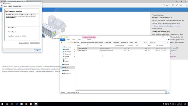 How to import the VCSA certificate so VMware vSphere browser security warnings go away in Windows 1 смотреть онлайн