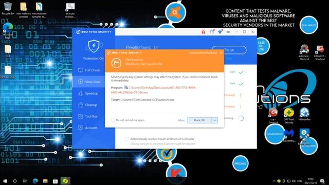 360 Total Security vs zero-day malware смотреть онлайн