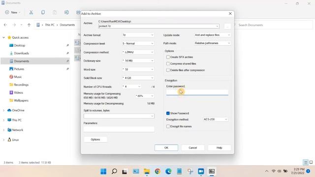 Password protect a zip file with 7-Zip on Windows 11. смотреть онлайн