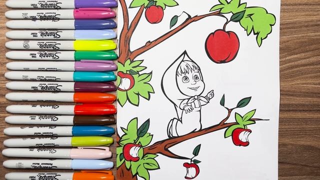 🍎🌿MASHA AND THE BEAR COLORING PAGES!🐻 APPLE DAY смотреть онлайн