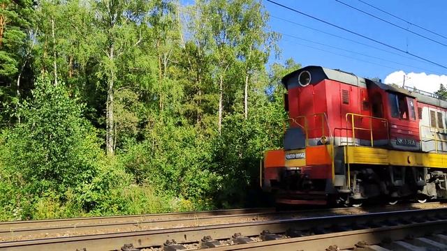 Тепловоз ЧМЭ3-3956 с вагоном лабораторией "Дирекция диагностики и мониторинга инфраструктуры" смотреть онлайн