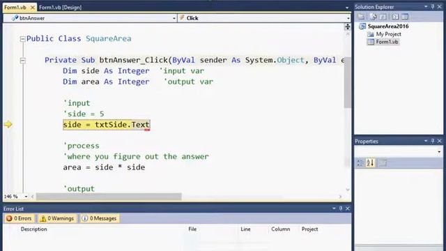 Visual Basic ~ Declaring Variables ~ Square Area Project смотреть онлайн