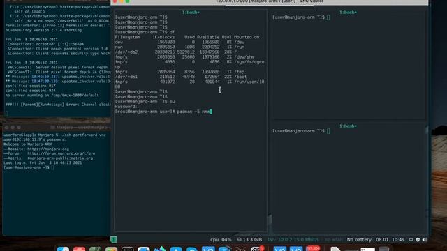 Manjaro aarch64 i3 on qemu-system-aarch64 M1 Apple Silicon смотреть онлайн