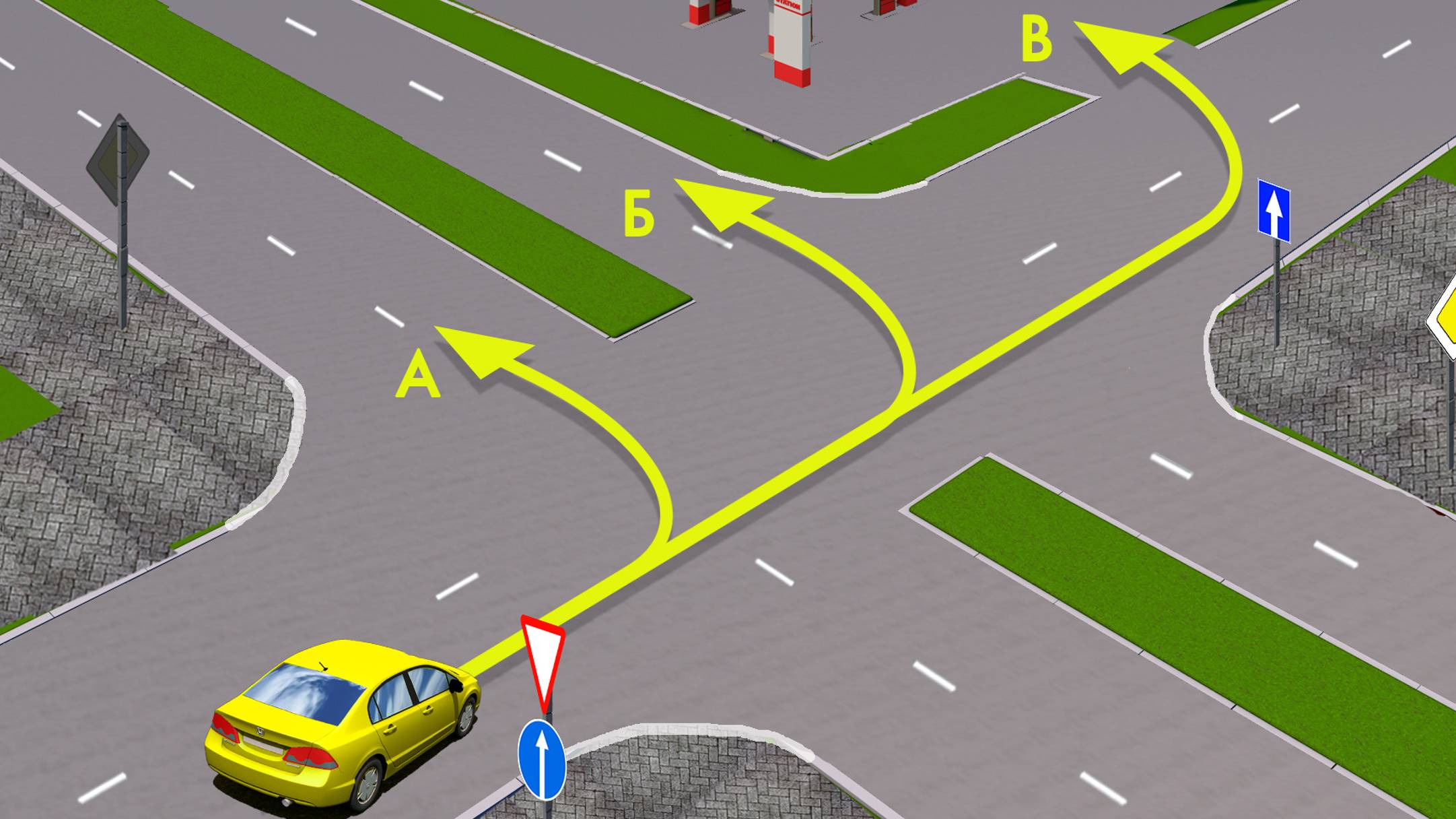 По какой траектории водителю разрешается выполнить поворот налево? смотреть онлайн