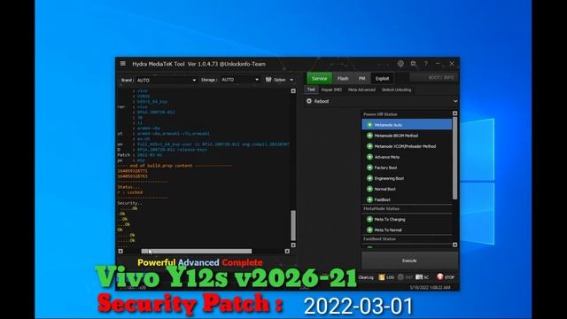 VIVO Y12S [V2026-21] New Security Patttern/FRP Lock Remove Hydra Dongle смотреть онлайн