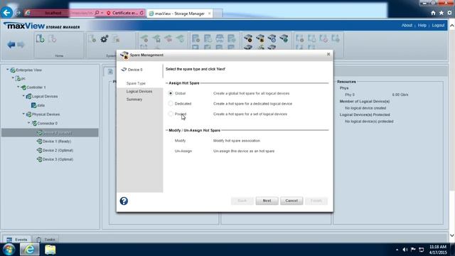 Assigning Hot Spares in maxView Storage Manager смотреть онлайн