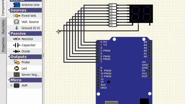 Circuit Simulator: Arduino 7 segment смотреть онлайн
