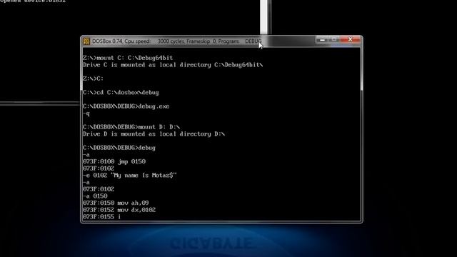 Write a COM file on another driver using Debug 64-bit смотреть онлайн