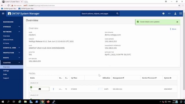 Netapp Ontap 9.9 Cluster NTP Setup смотреть онлайн