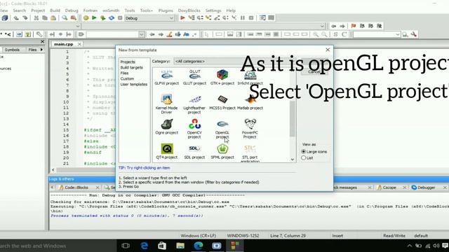 How to Run glut/OpenGL project in CodeBlocks смотреть онлайн