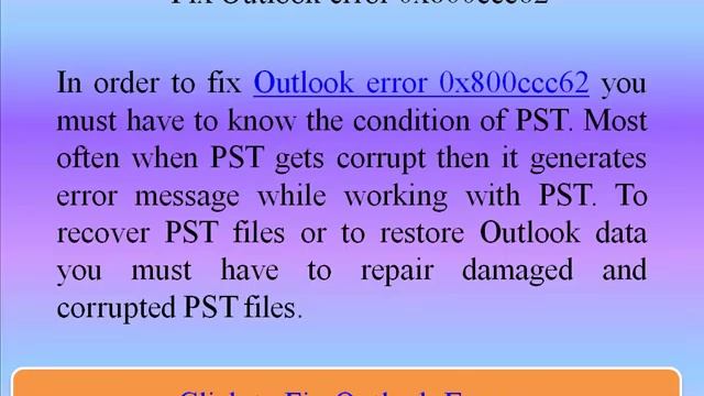 Fix Outlook error 0x800CCC62 смотреть онлайн