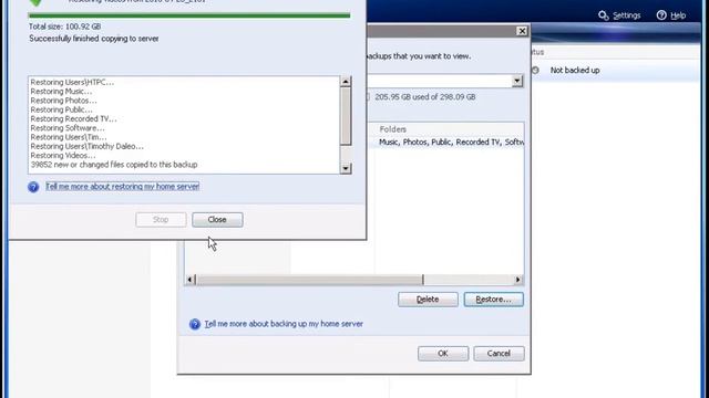 Windows Home Server Folder and BDBB Restore смотреть онлайн