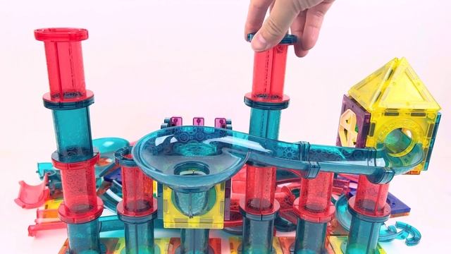 ASMR Magic Magnetic Blocks Marble Run Race