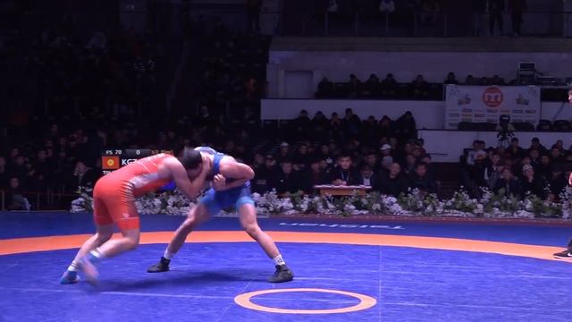 ВОЛЬНАЯ БОРЬБА. Чемпионат Кыргызстана-2024. 70 кг 1\2 Муслим Толомушов-Канат Керимбеков смотреть онлайн