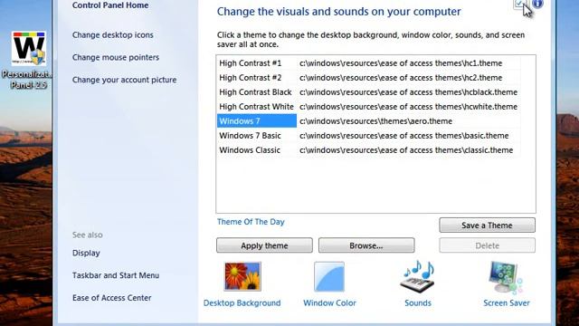 Personalization Panel 2.5 - themes for Widows 7 Basic and Starter and full Appearence смотреть онлайн