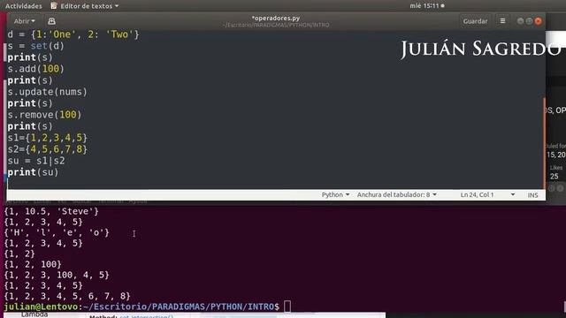 11. CONJUNTOS, OPERADORES Y FUNCIONES EN PYTHON смотреть онлайн