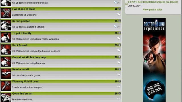 XBOX 360 Dead Island Achievement List смотреть онлайн