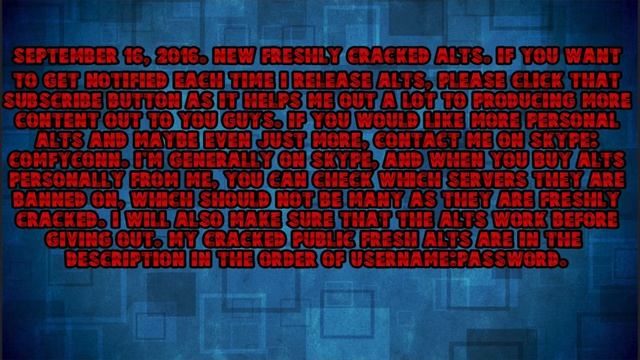 Minecraft Working Alts - September 16, 2016 смотреть онлайн