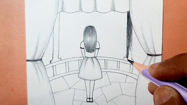 Beautiful girl standing near window step by step drawing | easy drawing #girldrawing #drawing смотреть онлайн