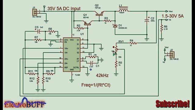 TL494 DC-DC Buck Converter Adjustable Power Supply (1.5-30V, 5A) смотреть онлайн