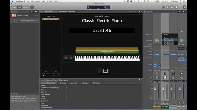 Yamaha MODX and Mainstage, set-up & program changes смотреть онлайн