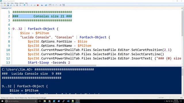 Powershell ISE $psISE font and size test смотреть онлайн