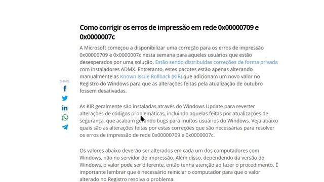 Corrigir os erros 0x00000709 e 0x0000007c de impressoras em rede do Windows смотреть онлайн