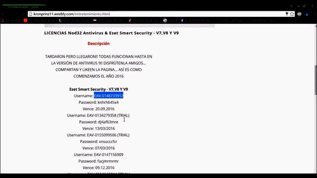LICENCIAS para Eset Smart Security V7, V8 Y V9 & Nod 32 Antivirus ¡¡2020!! смотреть онлайн