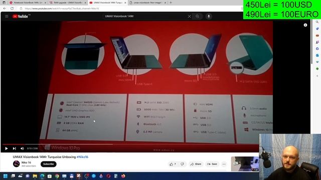 Umax VisionBook 14Wr - really cheap mostly obsolete laptop with empty M.2 slot, Windows 10 Pro смотреть онлайн