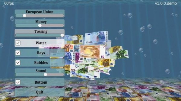 Money Falling Underwater Screensaver Android TV - 3D Wallpaper App