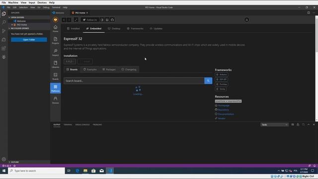 Visual Studio Code PlatformIO for ESP32 WROVER DEV KIT смотреть онлайн