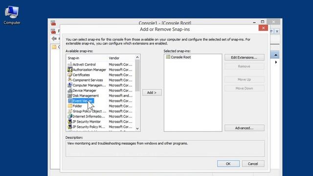 Windows 8.0 Professional - Add an Item to a New MMC Console for a Local Computer смотреть онлайн