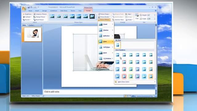 Microsoft® PowerPoint 2007: How to add effect to a picture on Windows® XP? смотреть онлайн