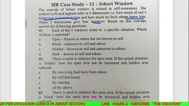 Imp case study : JOHARI WINDOW CONCEPT (SELF AWARENESS) | Module - C | HRM | ABM | CAIIB @TheCracko смотреть онлайн